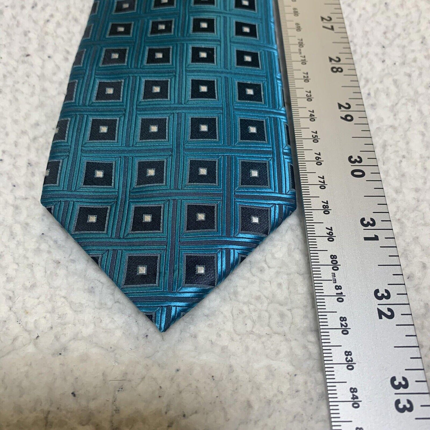 Adolfo Men's Formal Tie Classic Size Turquoise and Black