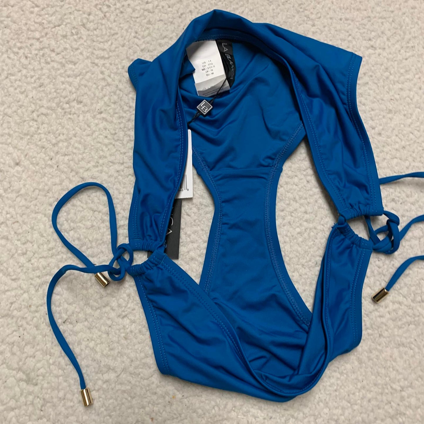 La Blanca Women's Sz 14 UPF 50+ Adjustable Swim Bottom Turquoise Blue