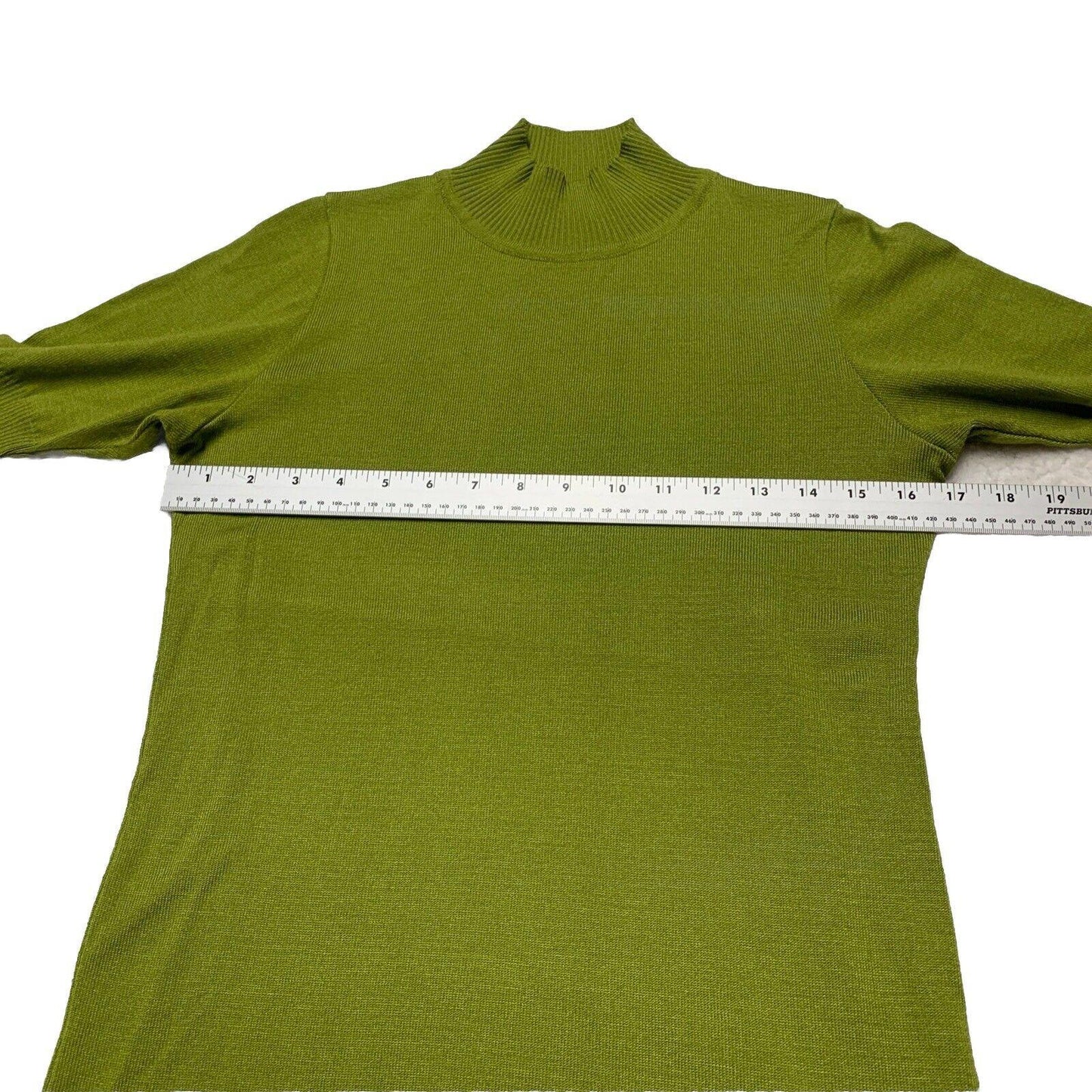 Of White Women’s Size 38 Lime Green Half Sleeve Mock Neck Shirt Stretch Top