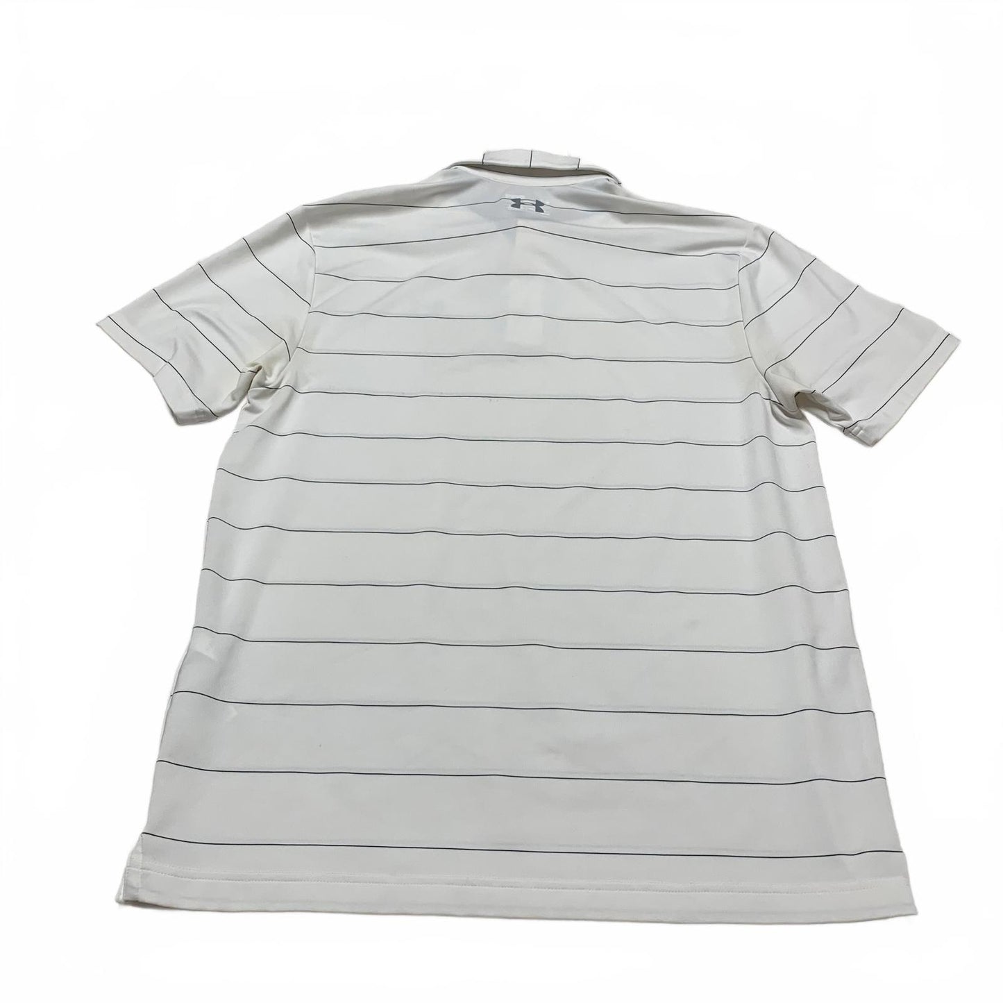 Under Armour Men's Size Medium White Black Striped Heat Gear Polo Shirt