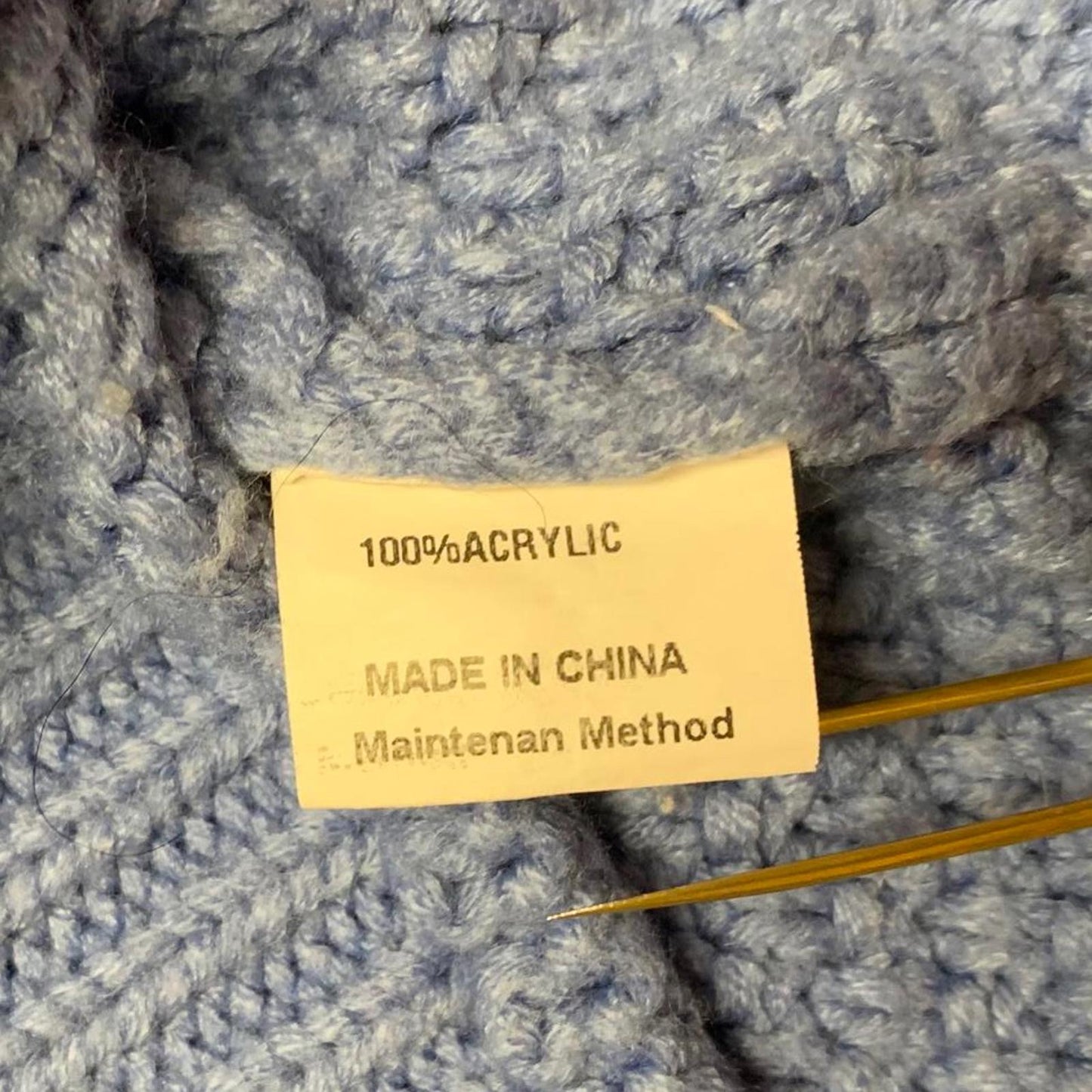 Fashion Women's Unisex M Blue Textured Crew Neck Sweater