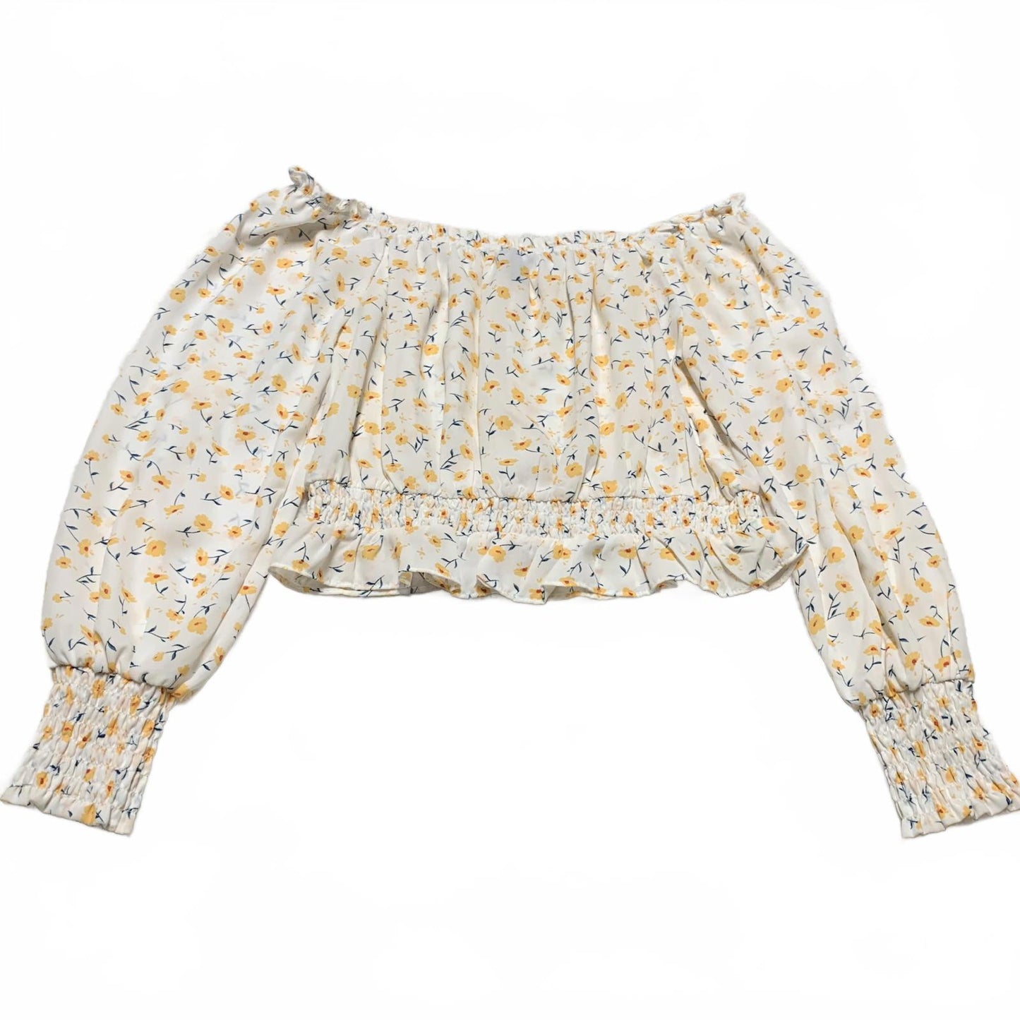 Helen Owen x Aqua Womens Sz Large Floral Off-Shoulder Crop Top