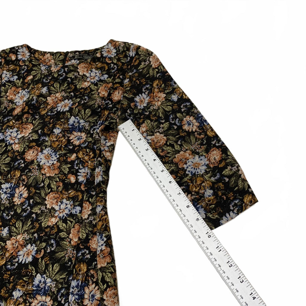 Vestido floral Zara Trafaluc para mujer, talla S, manga larga, estilo retro Y2K