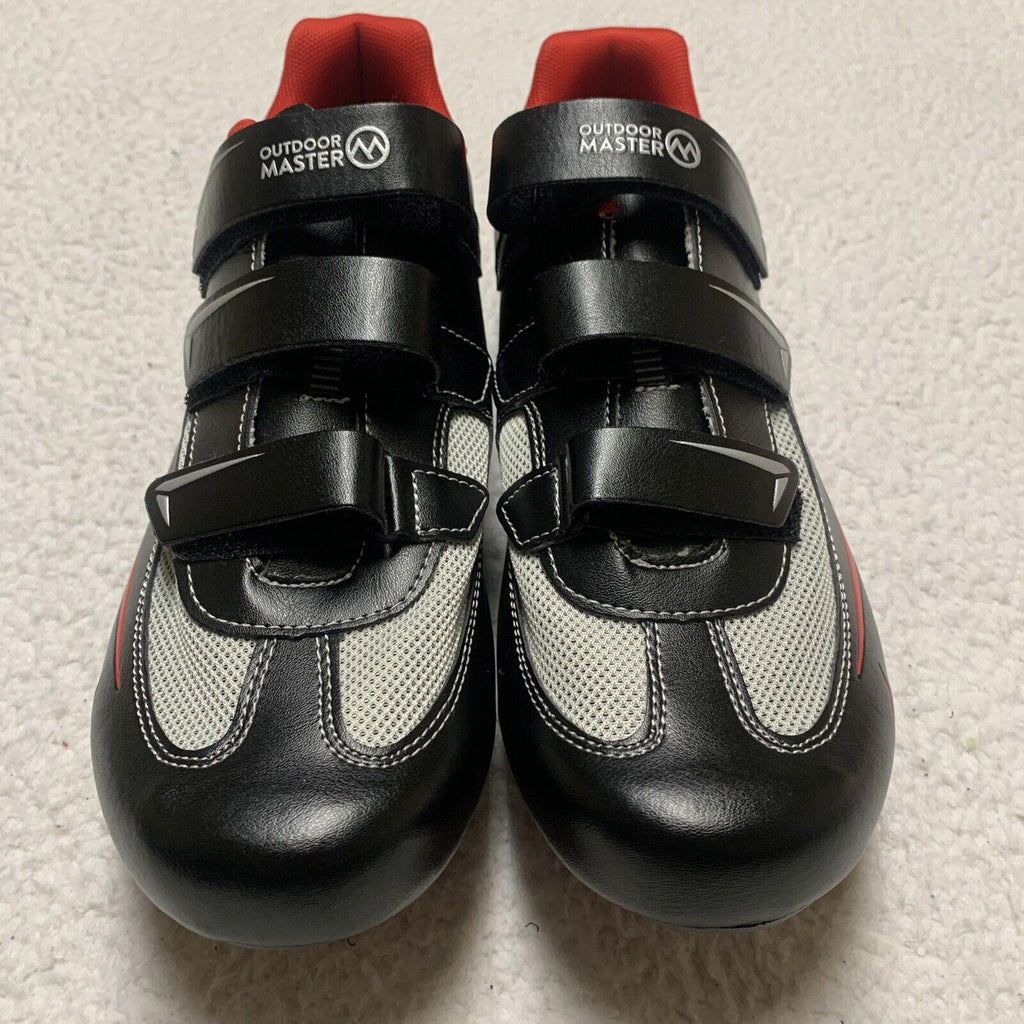 Zapatillas de ciclismo Outdoor Master unisex para mujer, talla 13, para hombre, talla 11, color negro, rojo y gris
