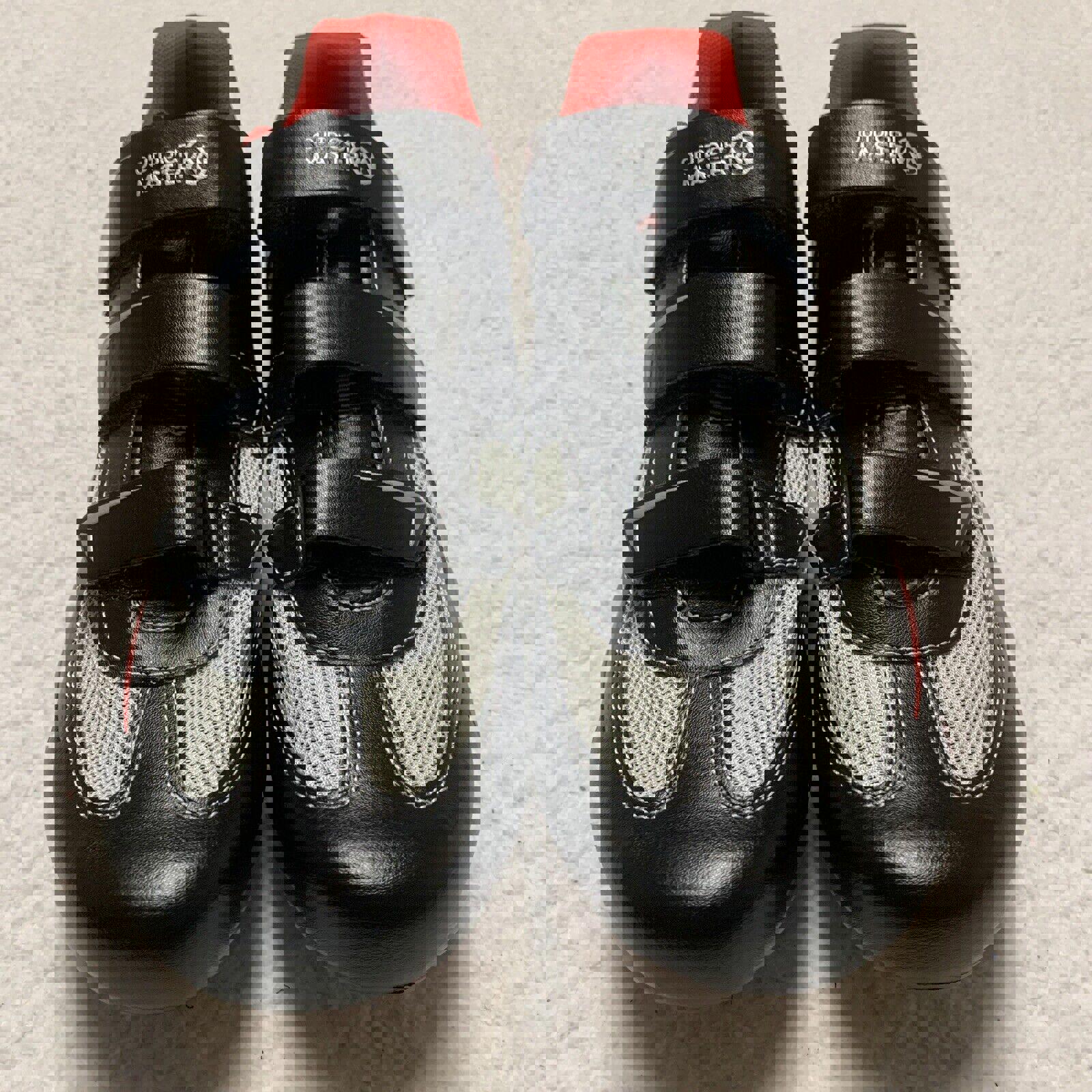 Zapatillas de ciclismo Outdoor Master unisex para mujer, talla 13, para hombre, talla 11, color negro, rojo y gris