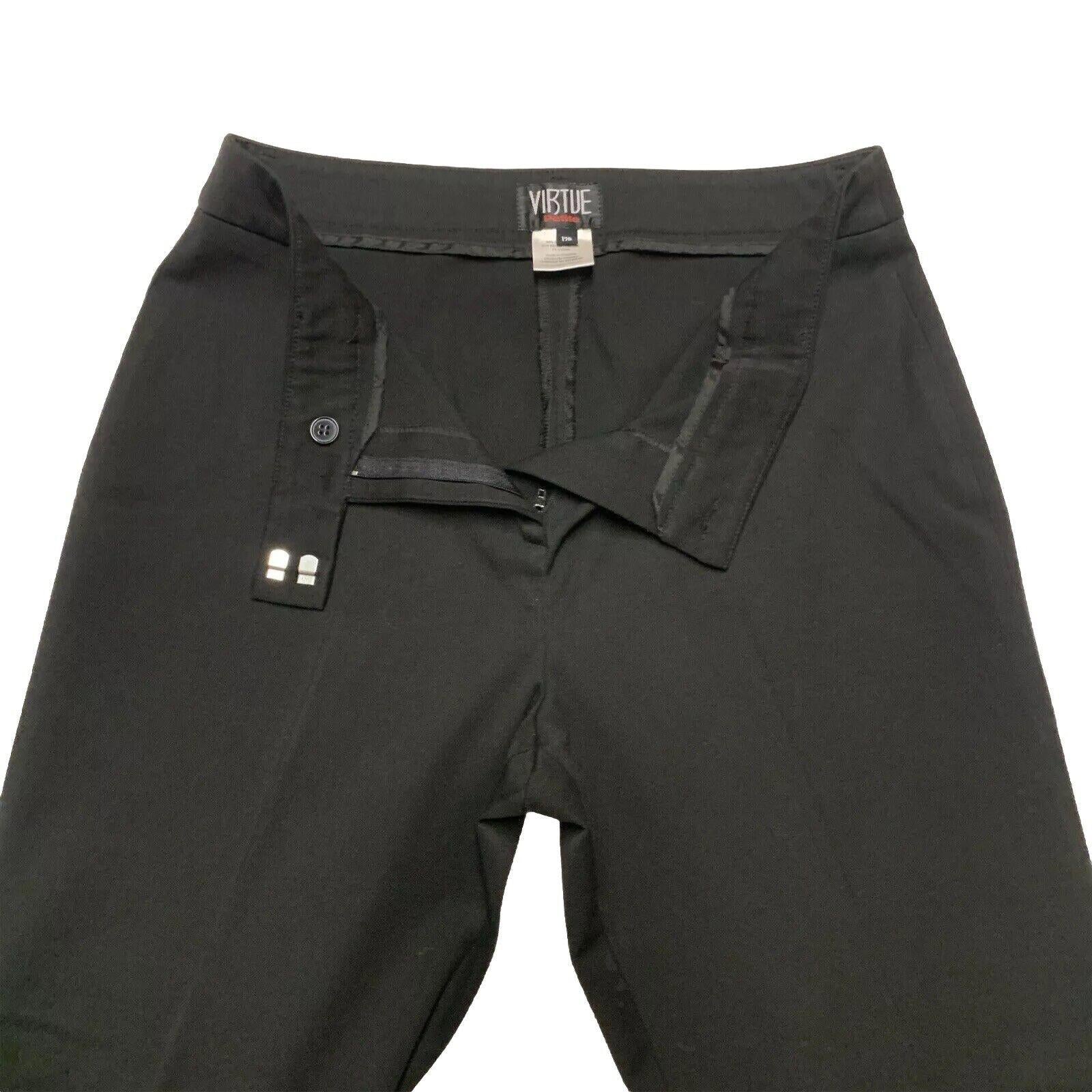 Pantalones de vestir negros Virtue para mujer, talla 12, con trabillas para cinturón y pierna ancha