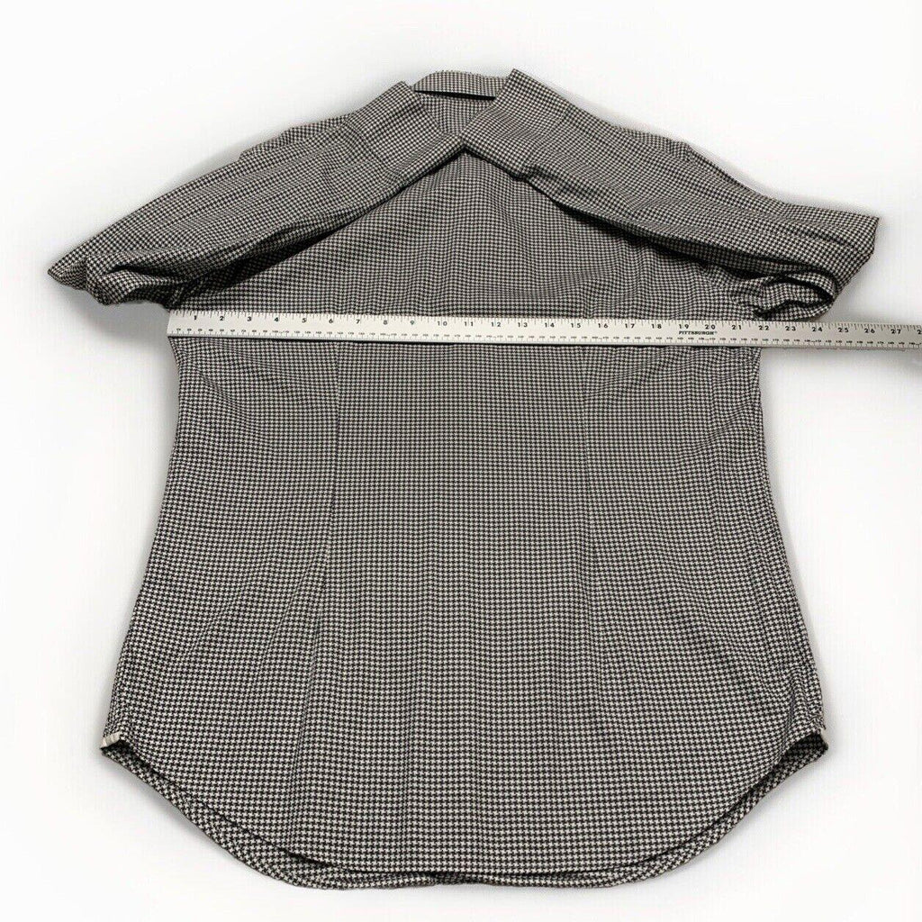 Camisa Saks Fifth Avenue para hombre, talla 16 1/2, gris, con estampado de pata de gallo, manga larga y botones