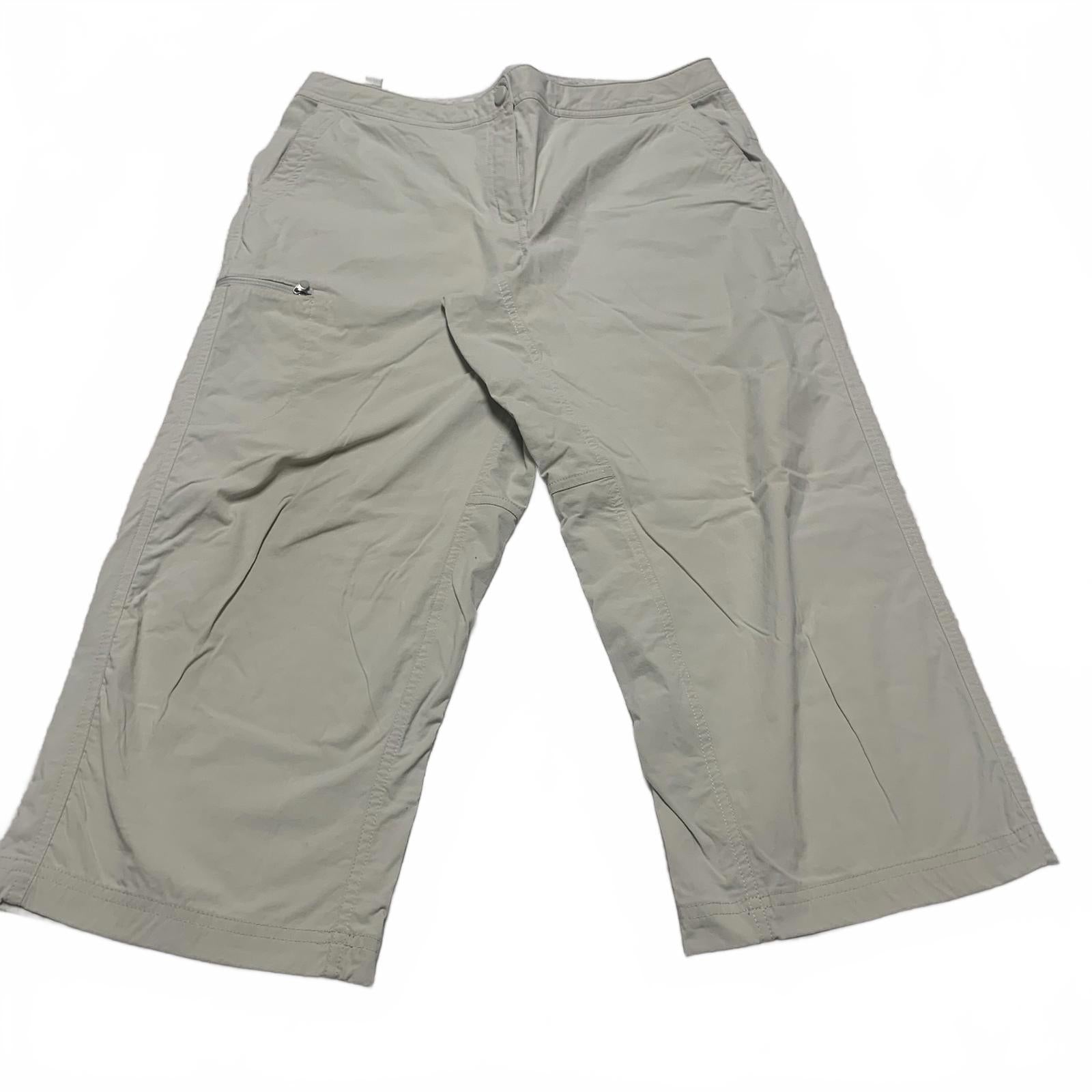 Pantalones capri cargo beige LL Bean para mujer, talla 12R, para actividades al aire libre, ancho 34 x largo 22,5 cm