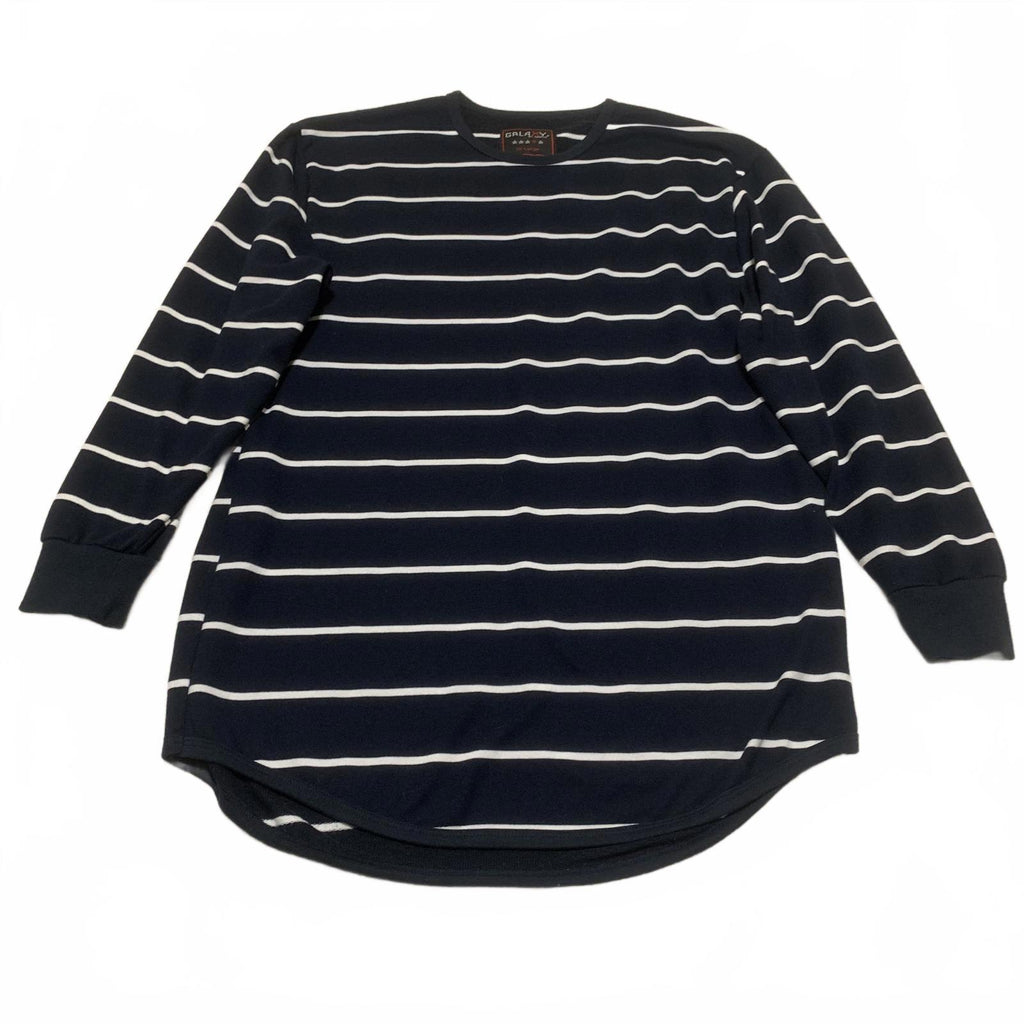 Camisa Galaxy de manga larga a rayas blancas y azul marino para mujer, talla XXL