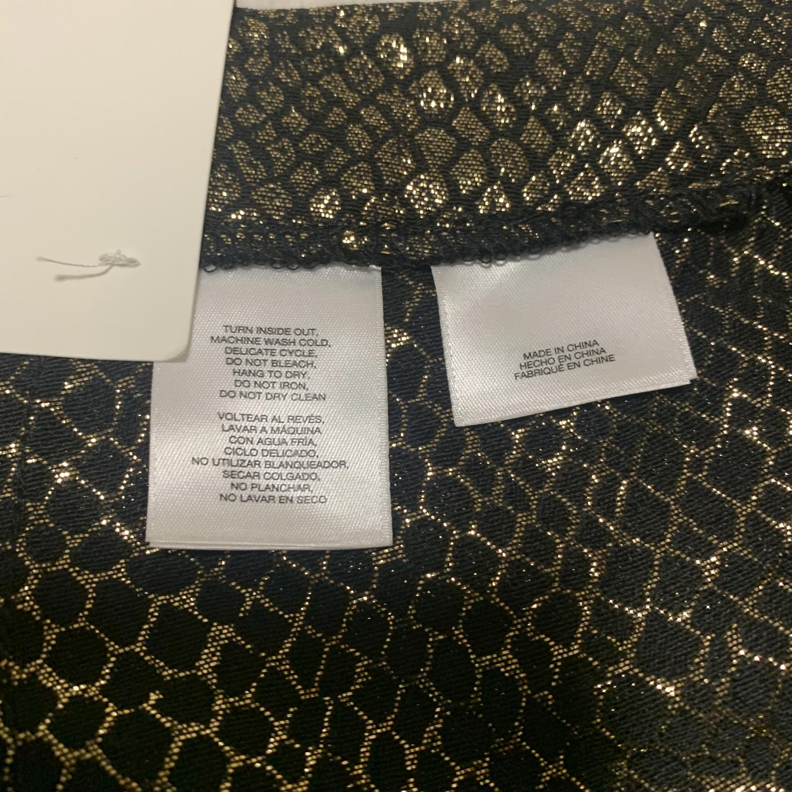 Pantalones Anne Klein para mujer, talla 8, con estampado de piel de serpiente en negro y dorado metalizado