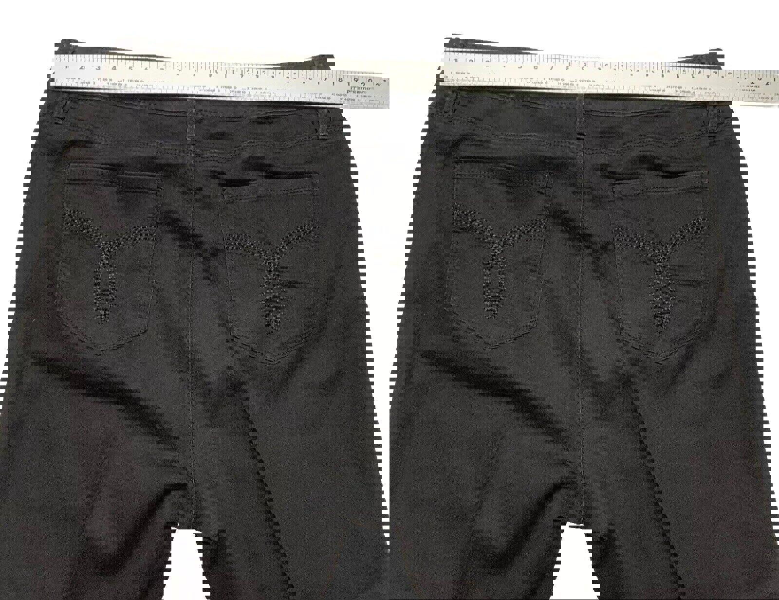 Vaqueros negros recortados Royalty By YMI para mujer, talla 16, denim elástico