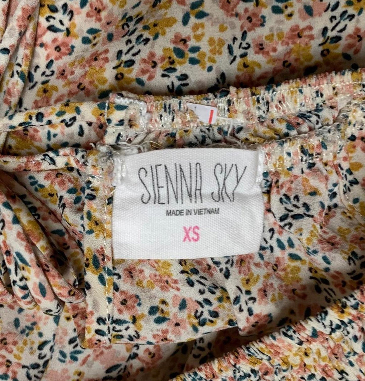Sienna Sky Teen Size XS Floral Sleeveless Blouse Neck Tie Detail