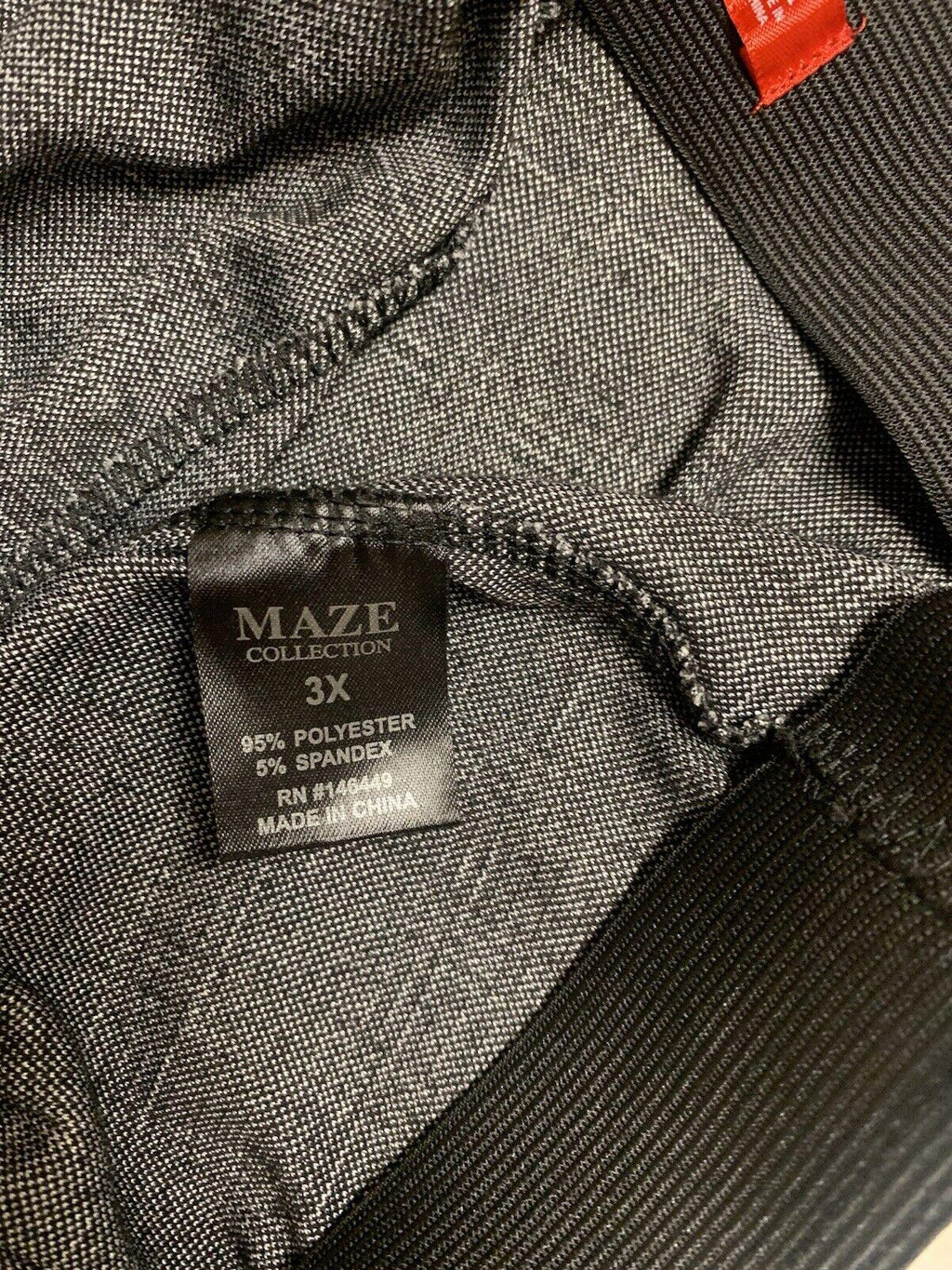 Pantalones Maze Collection para mujer, talla 3X, negros, a cuadros, elásticos y cosidos