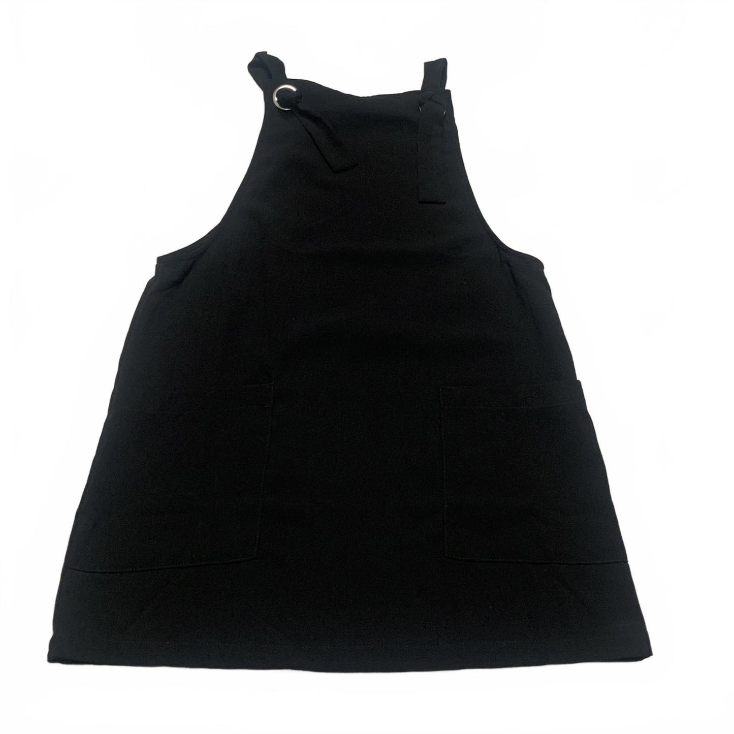 MNG Womens Sz 2 Black Overall  Sleeveless Dress Romper Pockets
