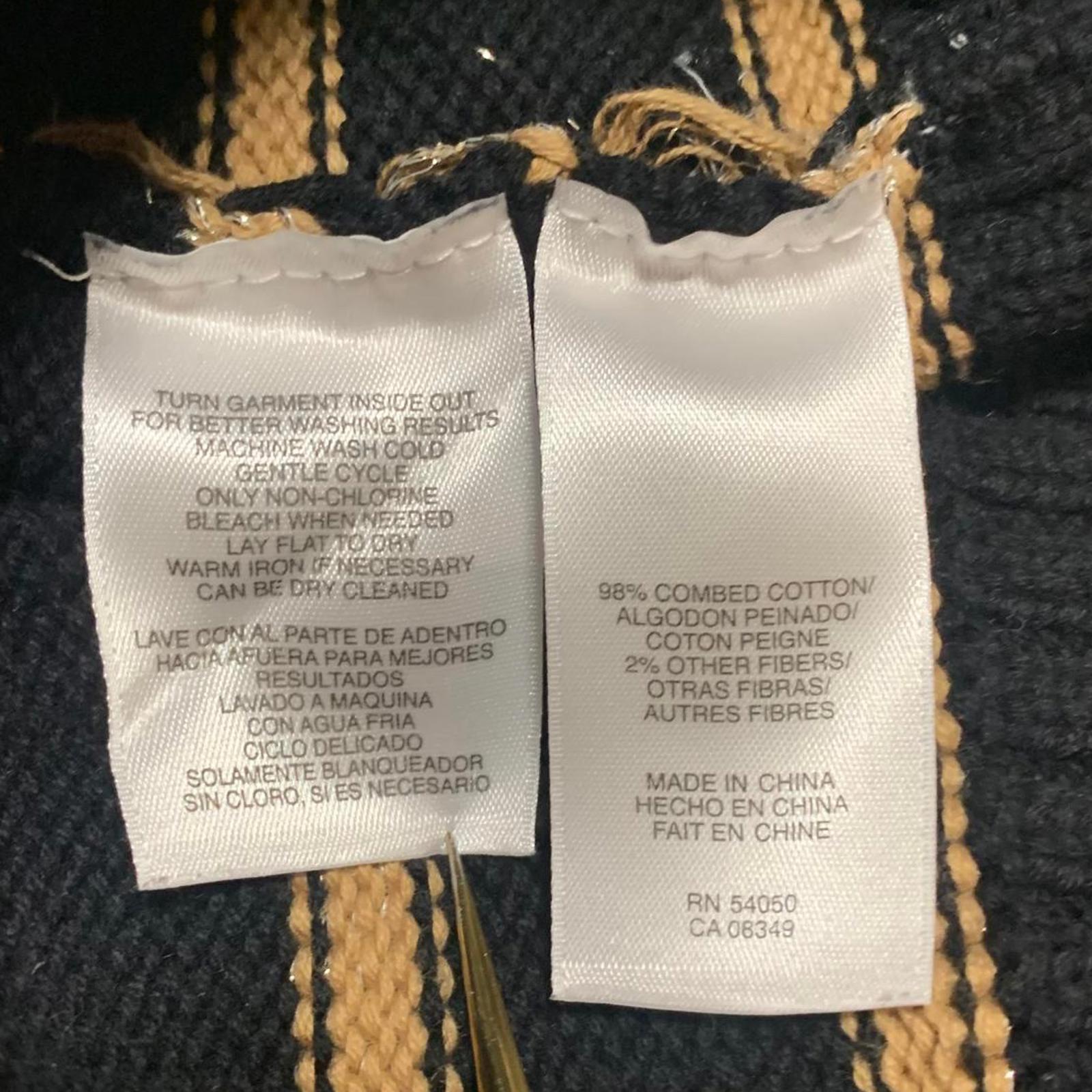 Suéter de rayas beige y negro con mangas con puños de Jones New York para mujer, talla pequeña M