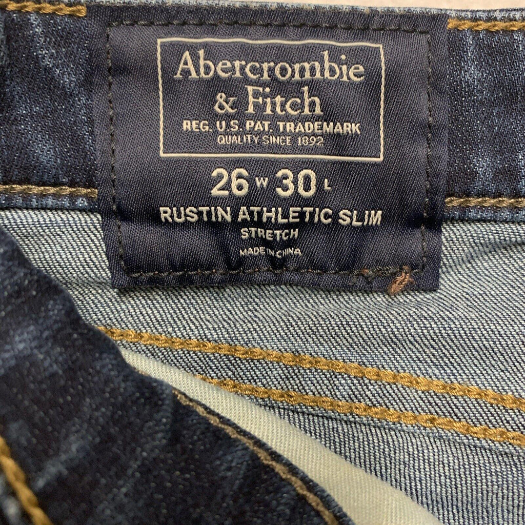 Vaqueros azules ajustados y elásticos Rustin Athletic de Abercrombie &amp; Fitch para hombre, talla 26 x 30