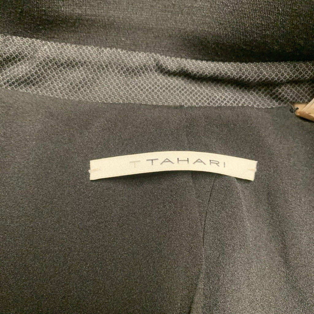 Blazer de punto Tahari de doble textura para mujer, talla 4, negro y gris