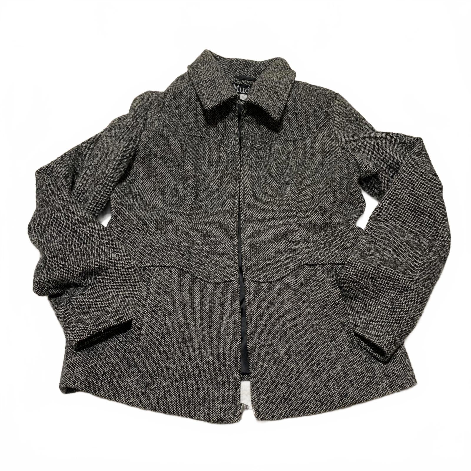 Abrigo vintage de lana Mudd con cremallera, color gris, fabricado en Ucrania, RN 14981, estilo Y2K, talla M