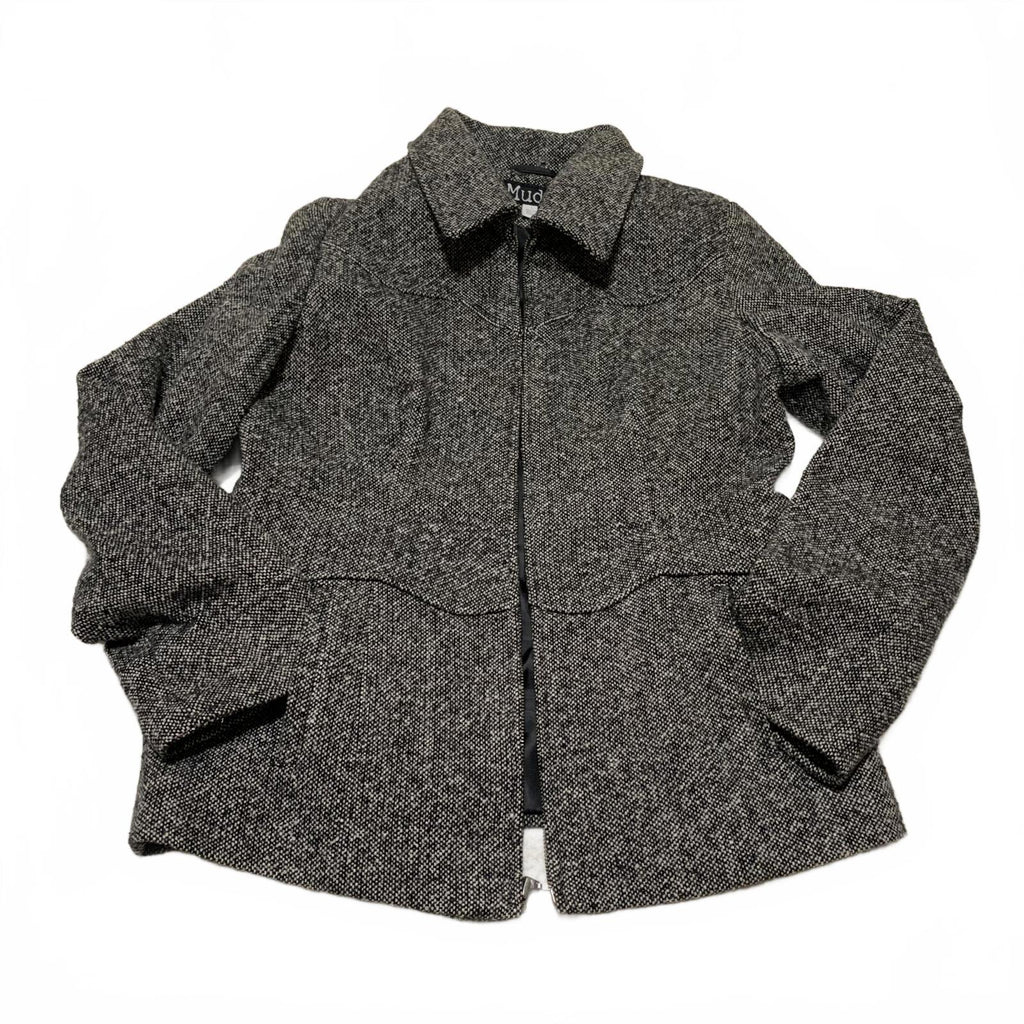 Vintage Mudd Wool Zip Up Coat Gray Size L Made in Ukraine Y2K RN 14981