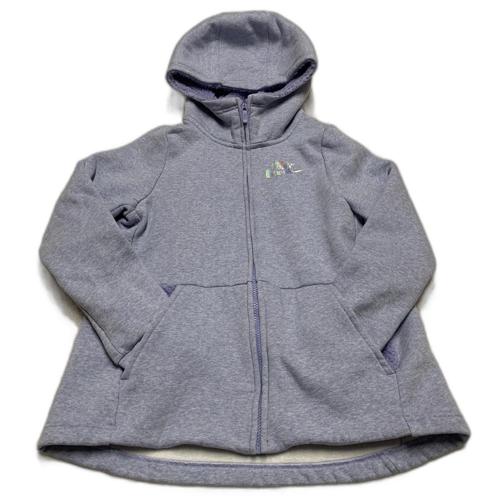 Sudadera con capucha y cremallera Nike para niña, color lavanda, talla grande