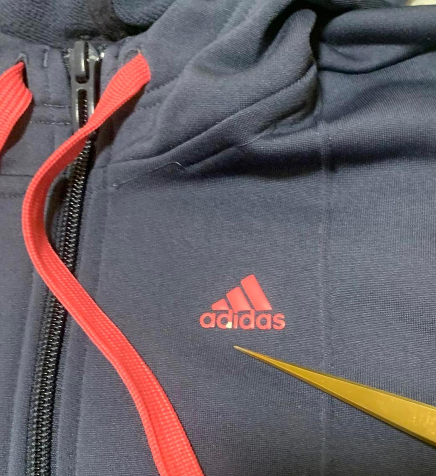 Sudadera con capucha y cremallera Adidas para mujer, talla S, azul marino, 3 rayas