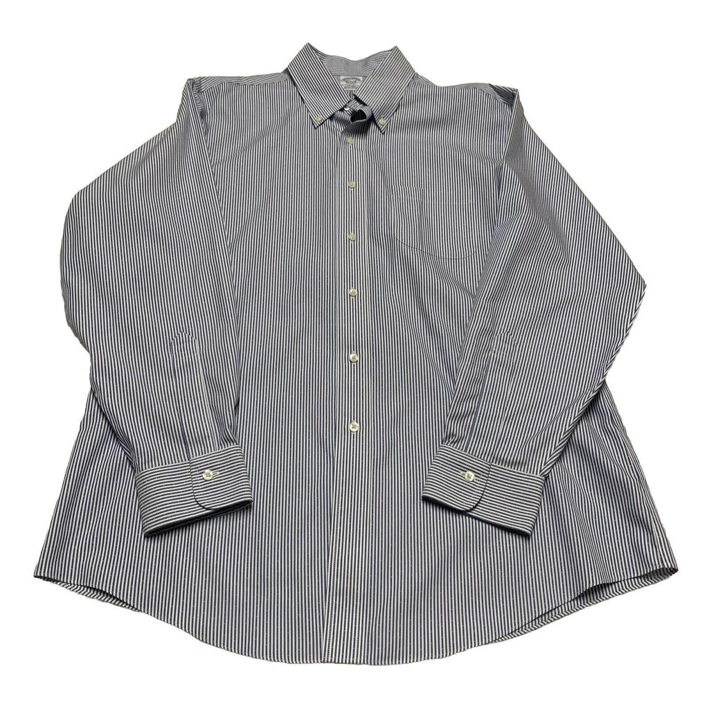 Camisa Brooks Brothers Regent para hombre, tallas 16 1/2 - 34, manga larga, rayas azules, sin planchado