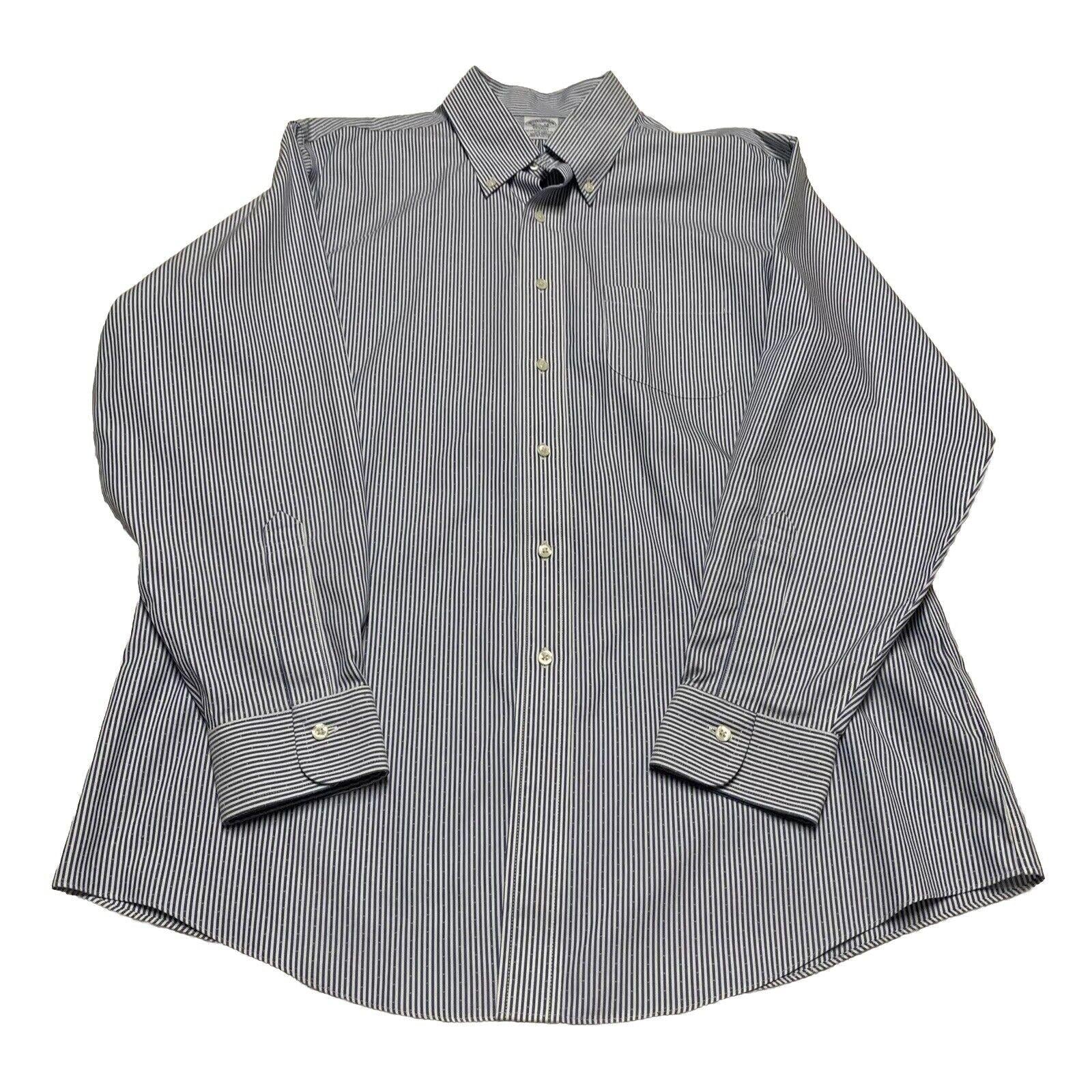 Camisa Brooks Brothers Regent para hombre, tallas 16 1/2 - 34, manga larga, rayas azules, sin planchado