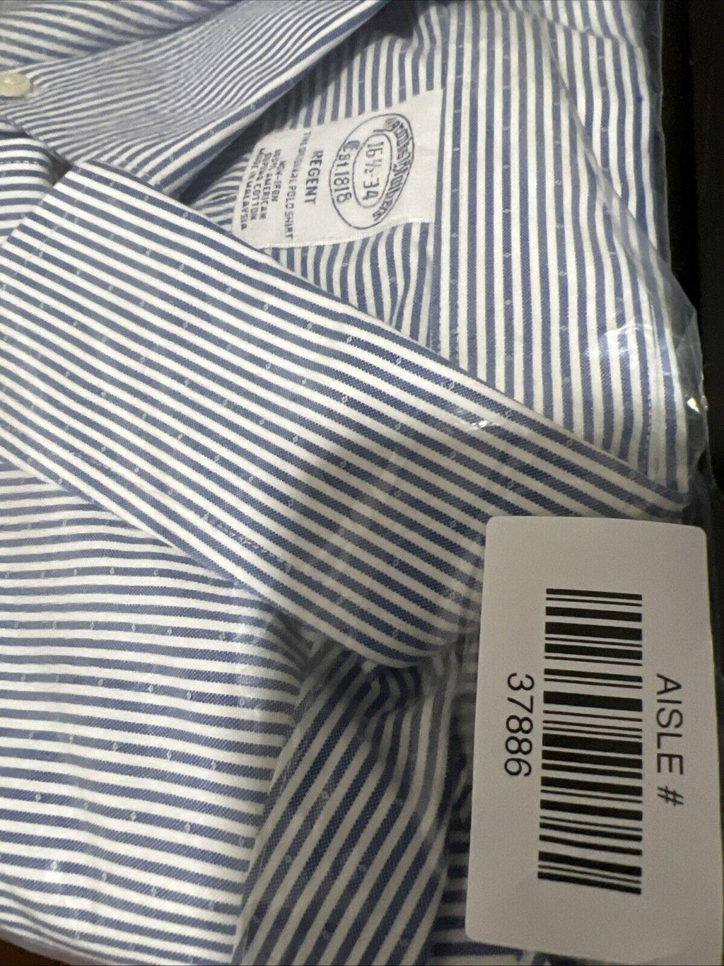 Camisa Brooks Brothers Regent para hombre, tallas 16 1/2 - 34, manga larga, rayas azules, sin planchado