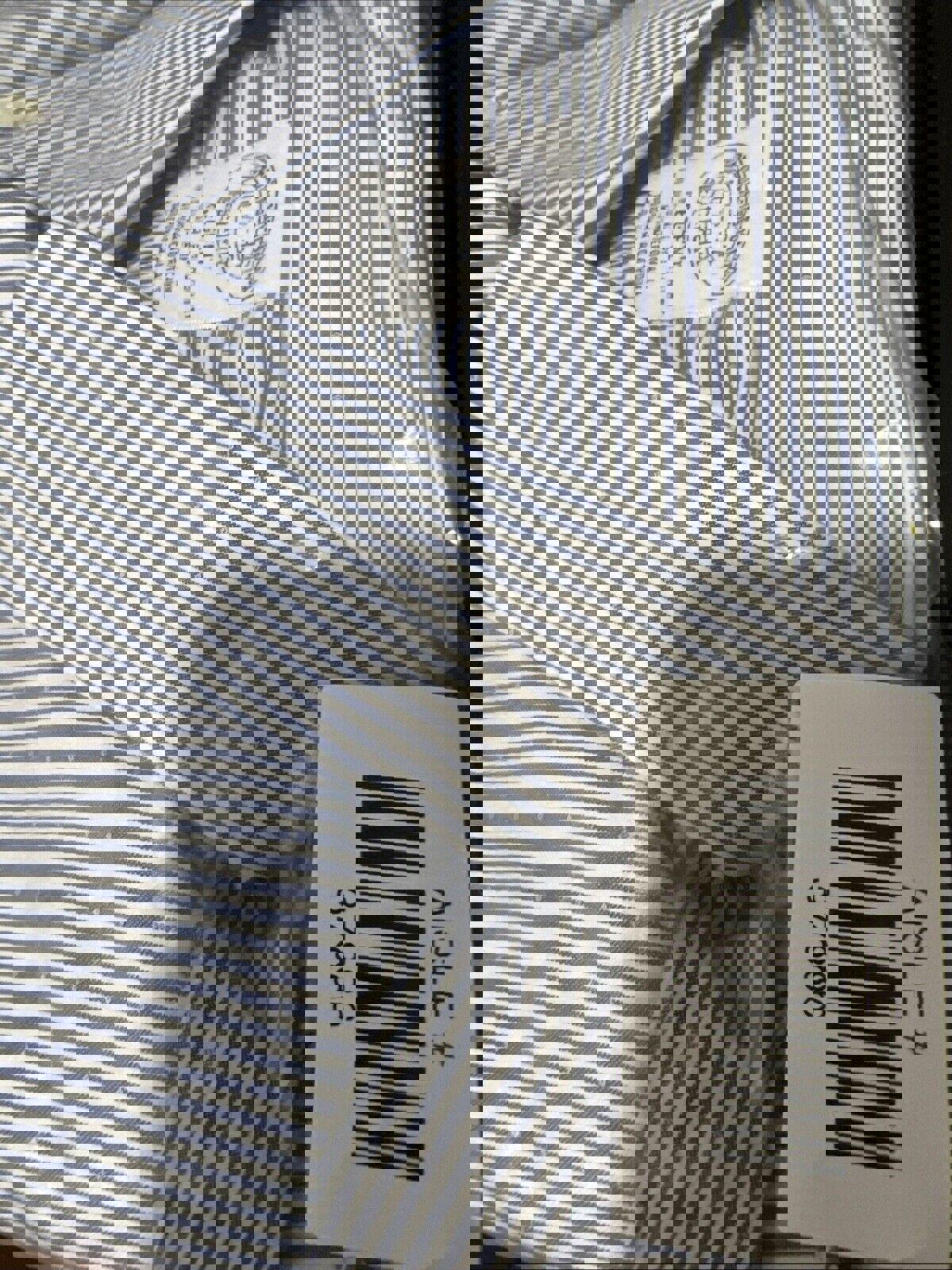 Camisa Brooks Brothers Regent para hombre, tallas 16 1/2 - 34, manga larga, rayas azules, sin planchado