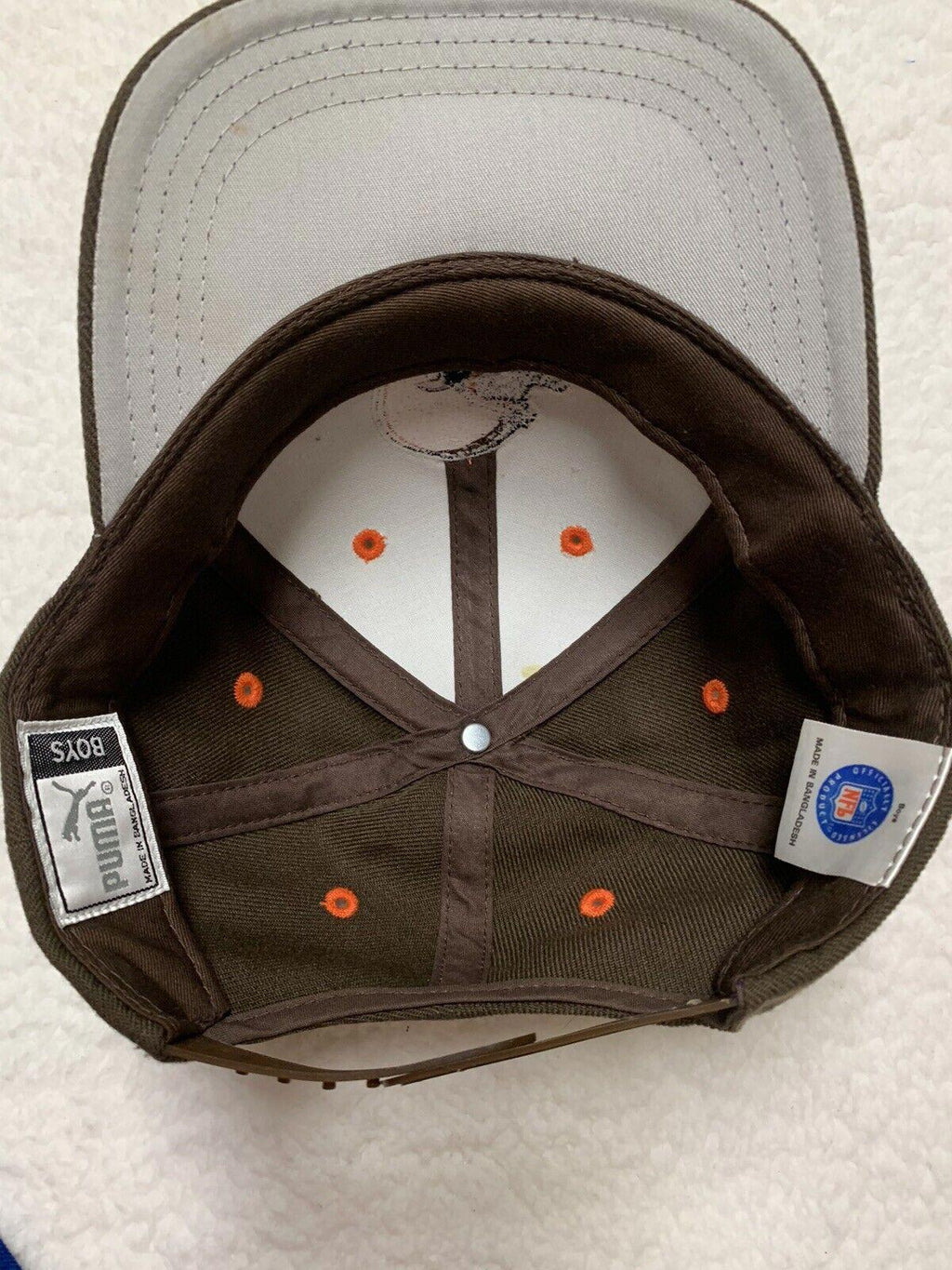 Gorra Puma para niño con el logotipo de los Cleveland Browns, snapback, NFL