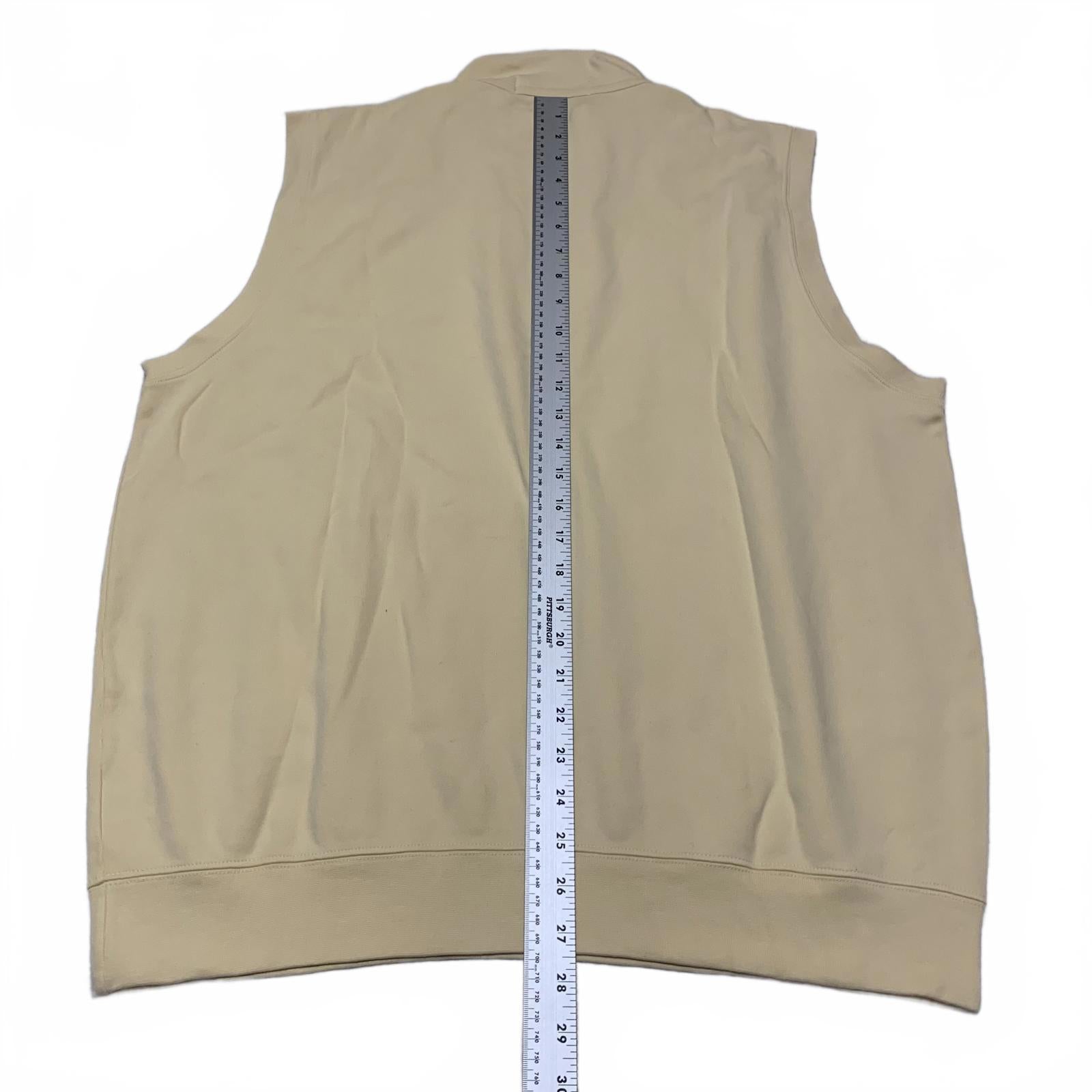 Fairway &amp; Greene Chaleco sin mangas beige amarillo talla L para hombre con cremallera de algodón Pima Perú