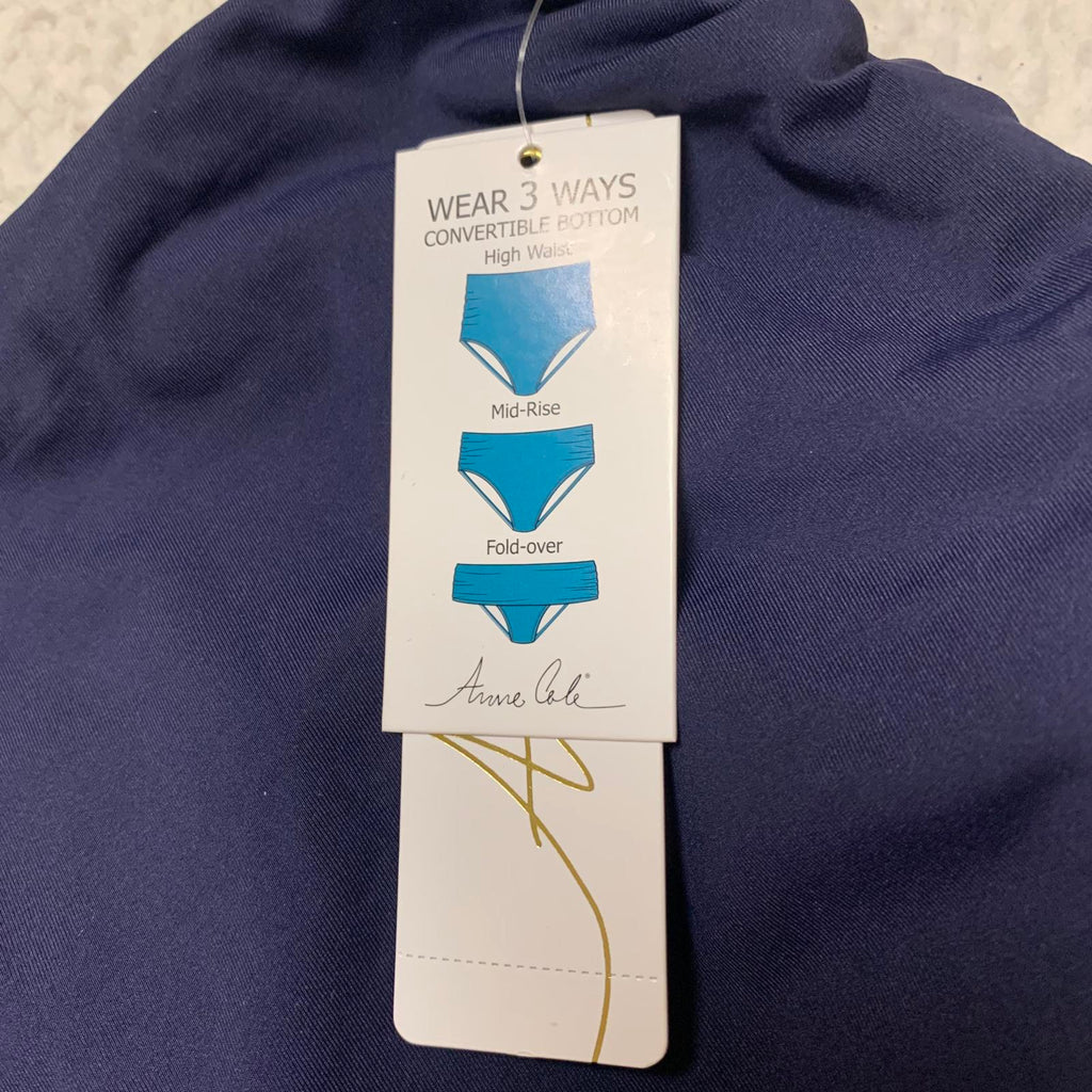 Parte de abajo de bikini para mujer Anne Cole, talla grande 24W, azul marino, convertible en 3 posiciones