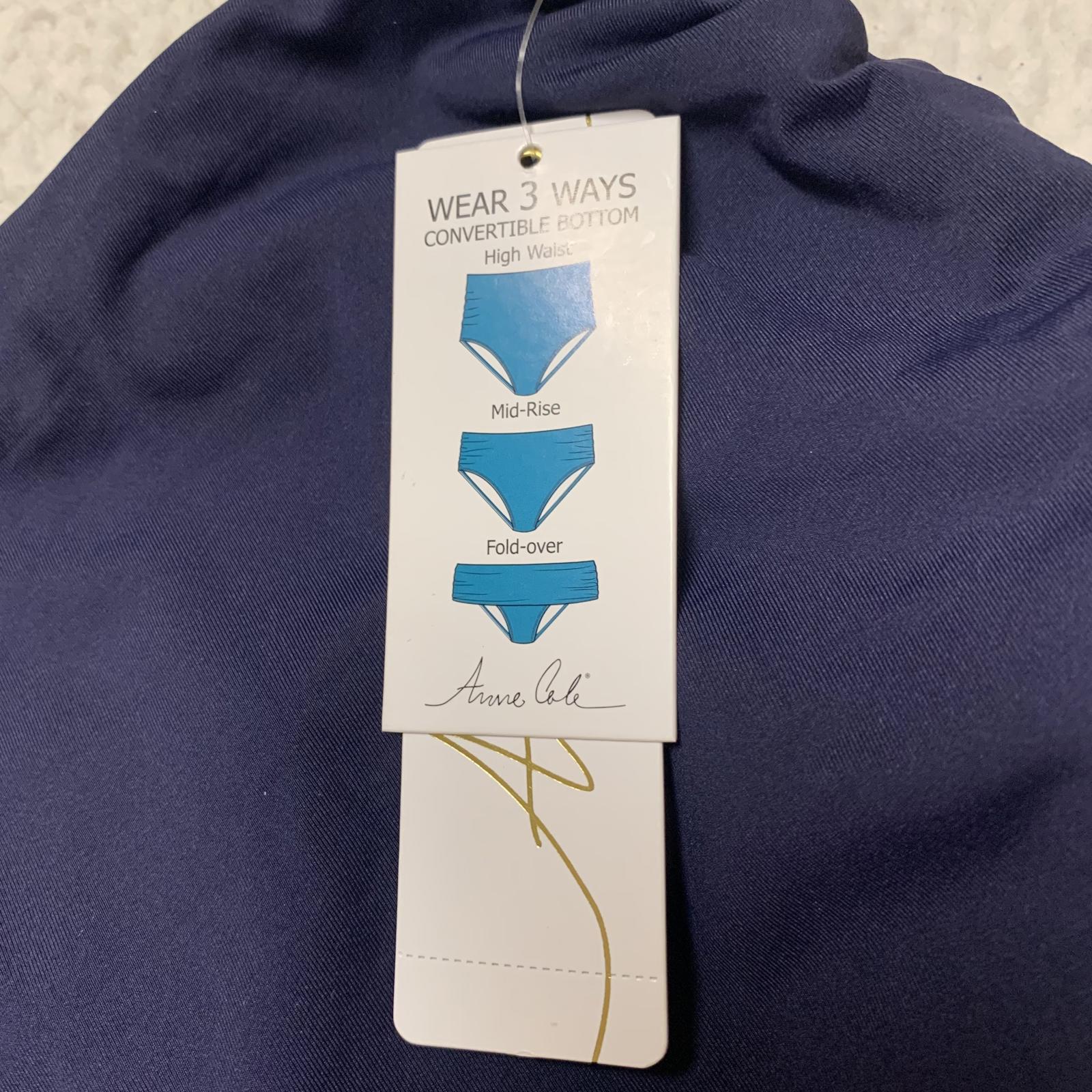 Parte de abajo de bikini para mujer Anne Cole, talla grande 24W, azul marino, convertible en 3 posiciones
