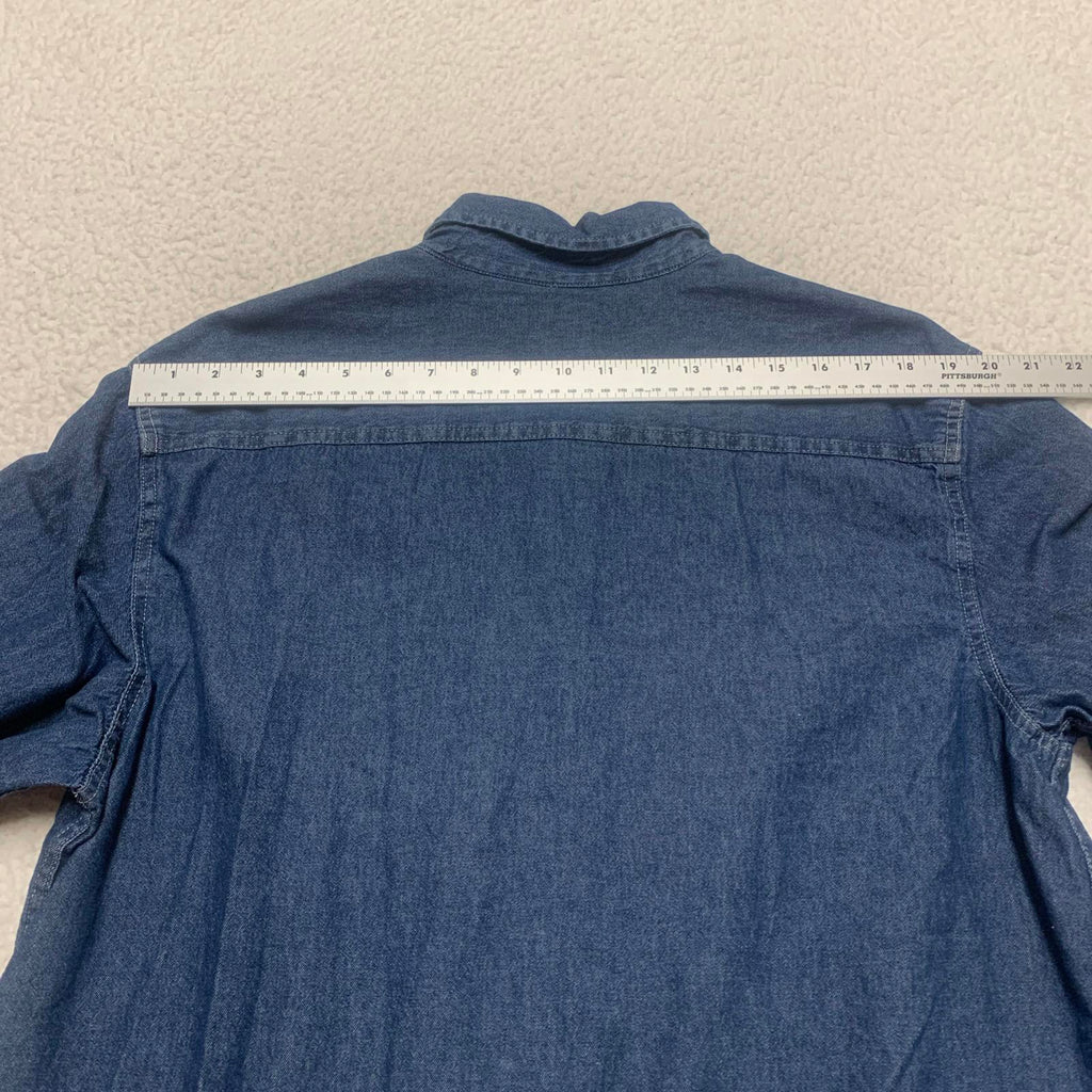 Camisa abotonada NYCHA azul de mezclilla talla grande para hombre de Port &amp; Company