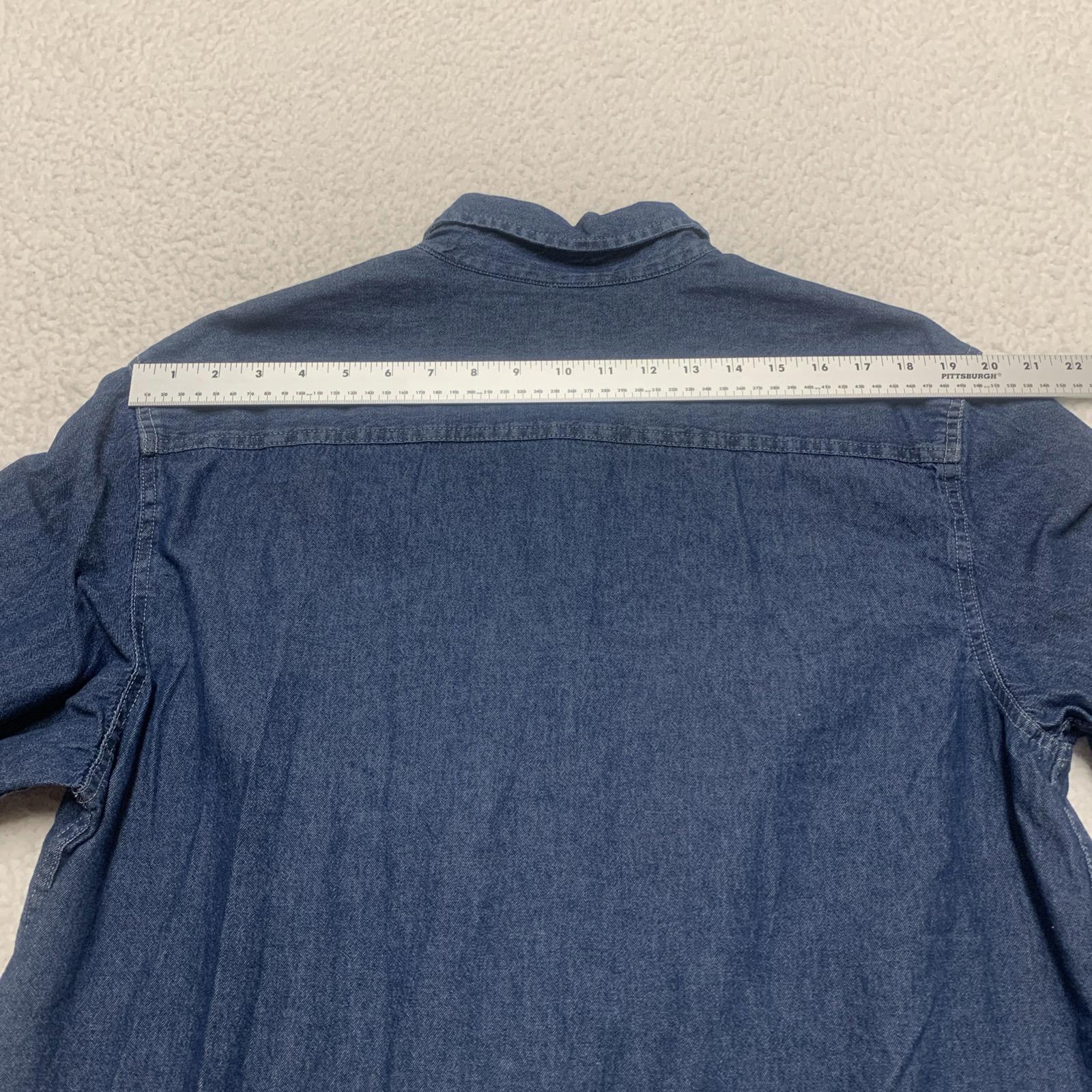 Camisa abotonada NYCHA azul de mezclilla talla grande para hombre de Port &amp; Company