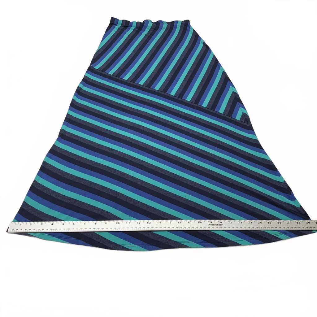 Falda midi convertible a vestido vintage Matty M para mujer, talla S, azul y verde a rayas