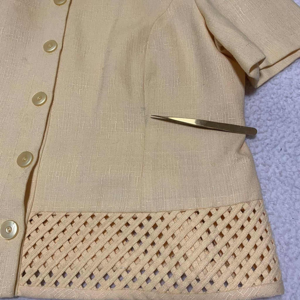 Chaqueta amarilla con botones y diseño enrejado de Lennie Woman para Nina Leonard, talla 16W, para mujer