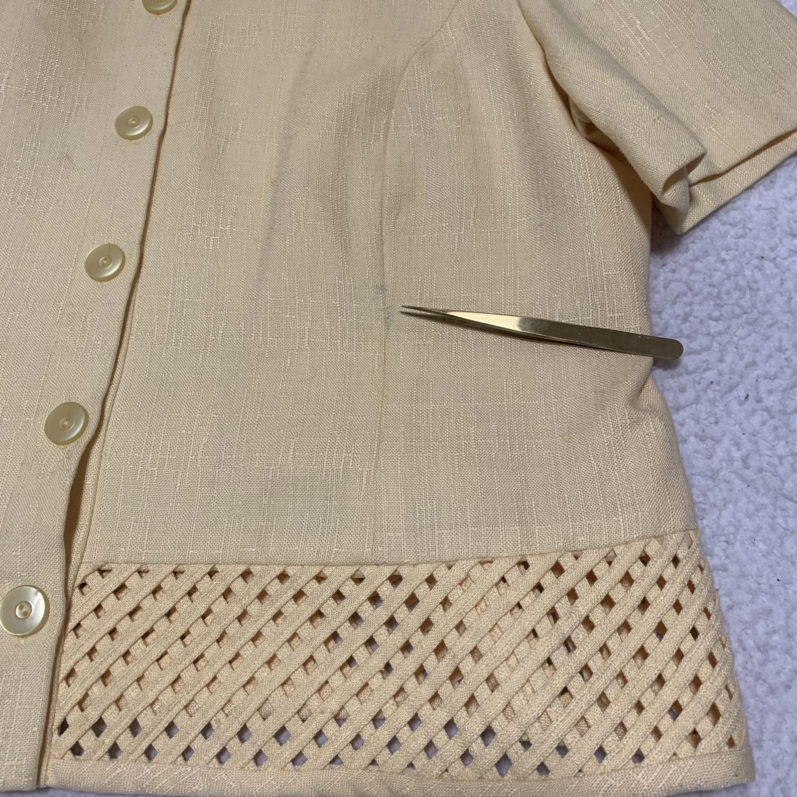 Chaqueta amarilla con botones y diseño enrejado de Lennie Woman para Nina Leonard, talla 16W, para mujer