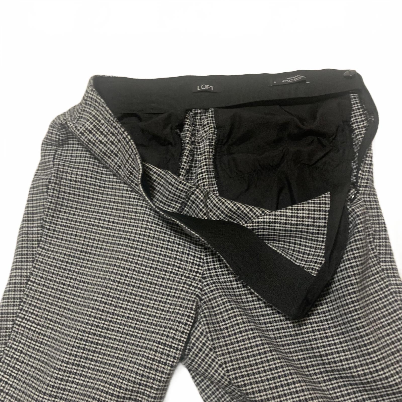 Pantalones de vestir LOFT para mujer, talla 8, estampado a cuadros blanco y negro, ajustados y con curvas