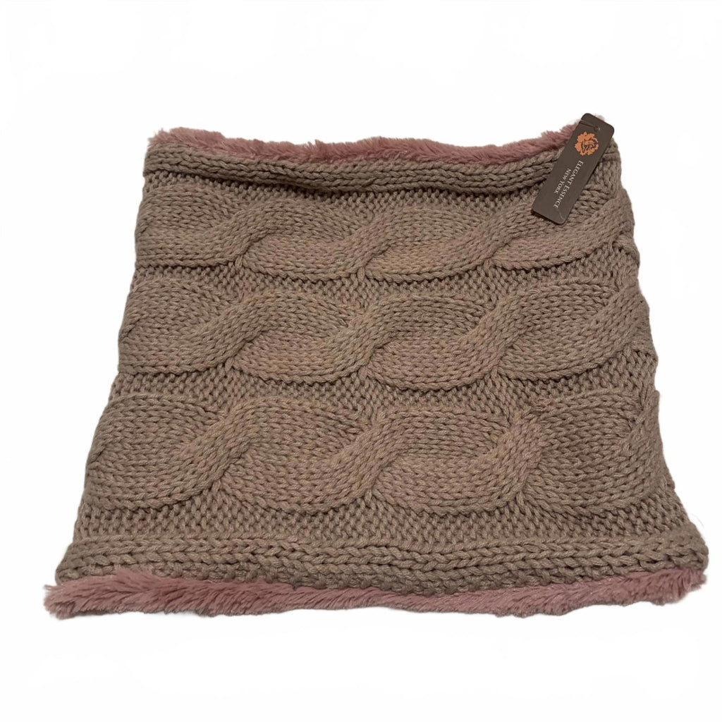 Elegante cuello de punto de piel sintética de color malva reversible, acogedor y elegante para climas fríos.