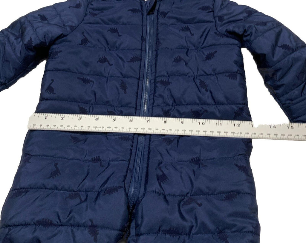 First Impressions Baby Boy Size 6-9M Navy Blue Snow Suit Coat Dinosaur Print
