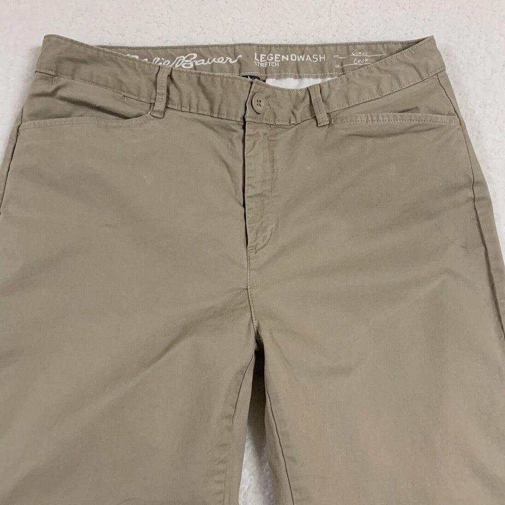 Pantalones Eddie Bauer para mujer, talla 12, caqui, corte recto, estilo chino, ancho 33,5 x 23,5 L