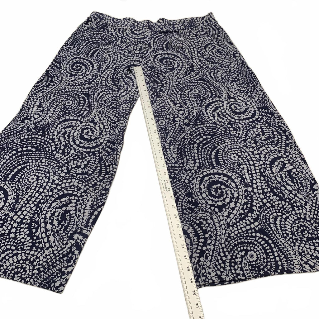Pantalones anchos con estampado abstracto azul marino para mujer Charter Club Weekend (talla 3X, talla 41)