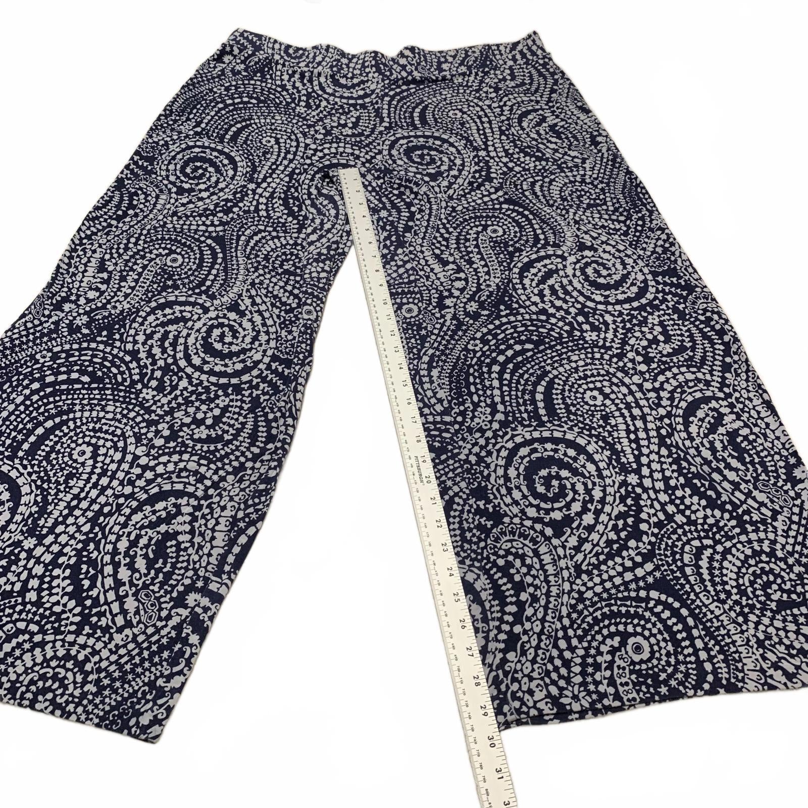 Pantalones anchos con estampado abstracto azul marino para mujer Charter Club Weekend (talla 3X, talla 41)