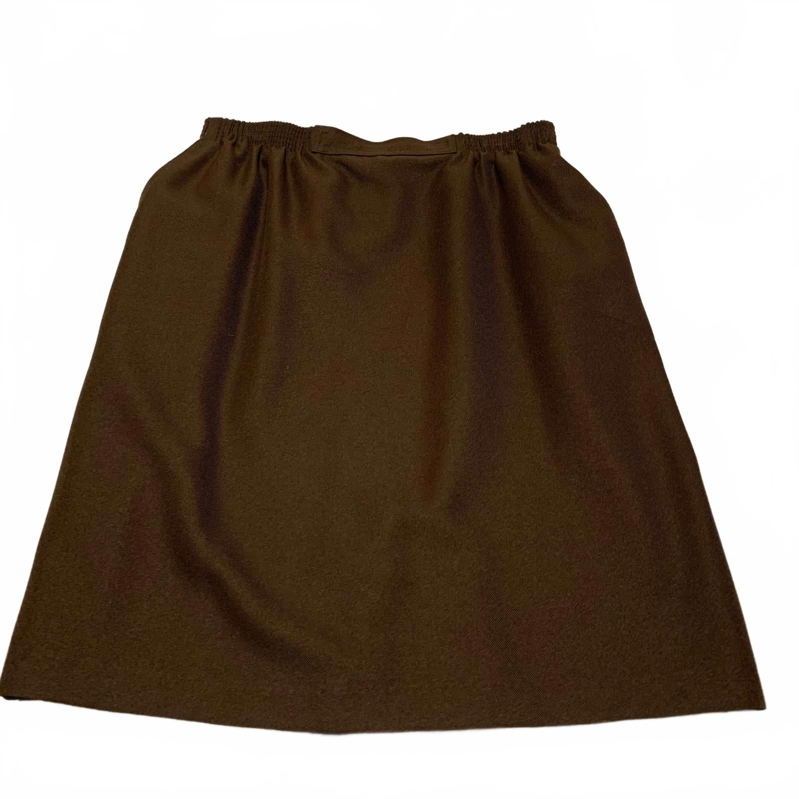 Falda vintage Alfred Dunner Y2K de poliéster marrón ancho para mujer, talla 16, con 2 bolsillos