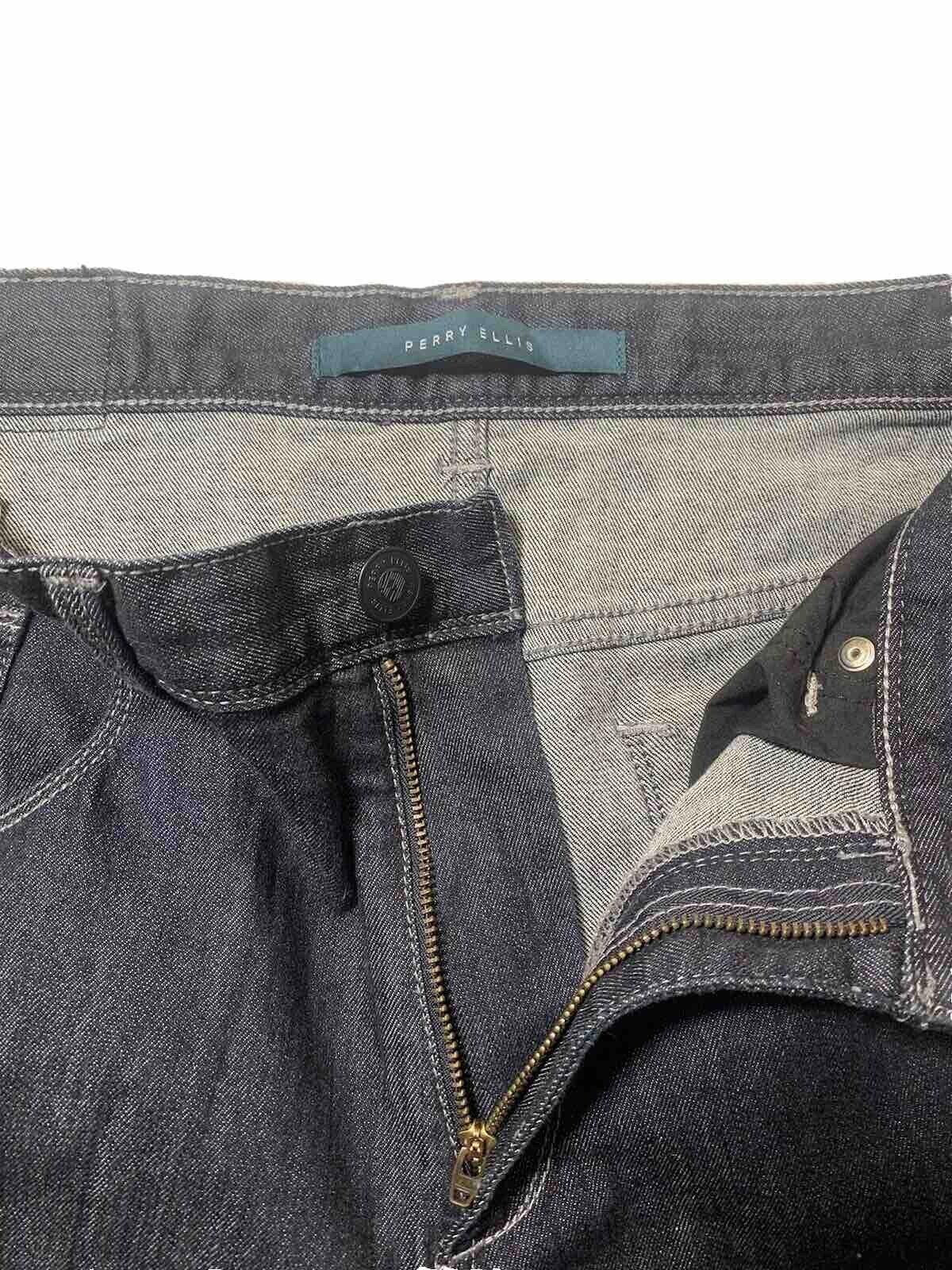 Vaqueros Perry Ellis para hombre, talla 34, 30 L, azul, rectos, etiqueta negra