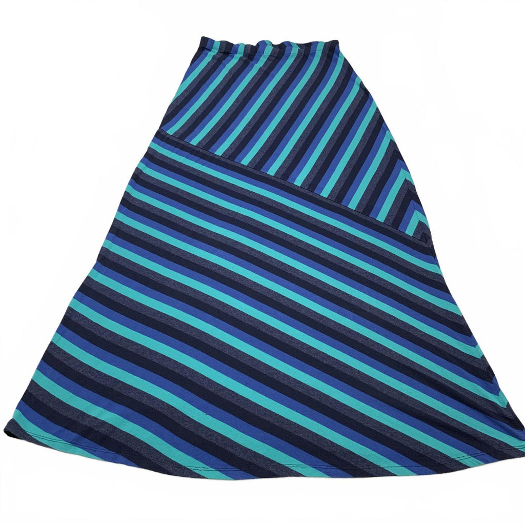 Falda midi convertible a vestido vintage Matty M para mujer, talla S, azul y verde a rayas