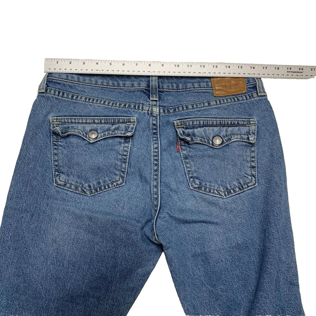 Vaqueros Levi's Premium para mujer, corte acampanado azul, bolsillo con solapa, talla 31/30