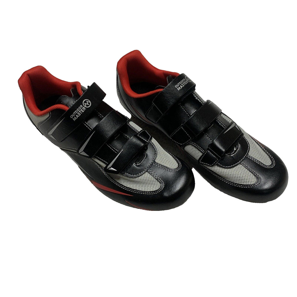 Zapatillas de ciclismo Outdoor Master unisex para mujer, talla 13, para hombre, talla 11, color negro, rojo y gris