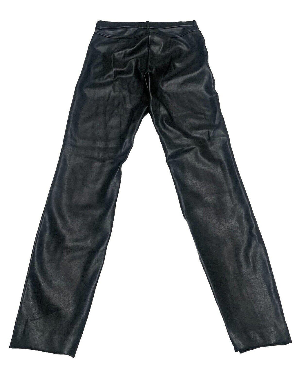 Pantalones Zara para mujer, talla pequeña, negros, de poliéster y piel sintética, hasta el tobillo